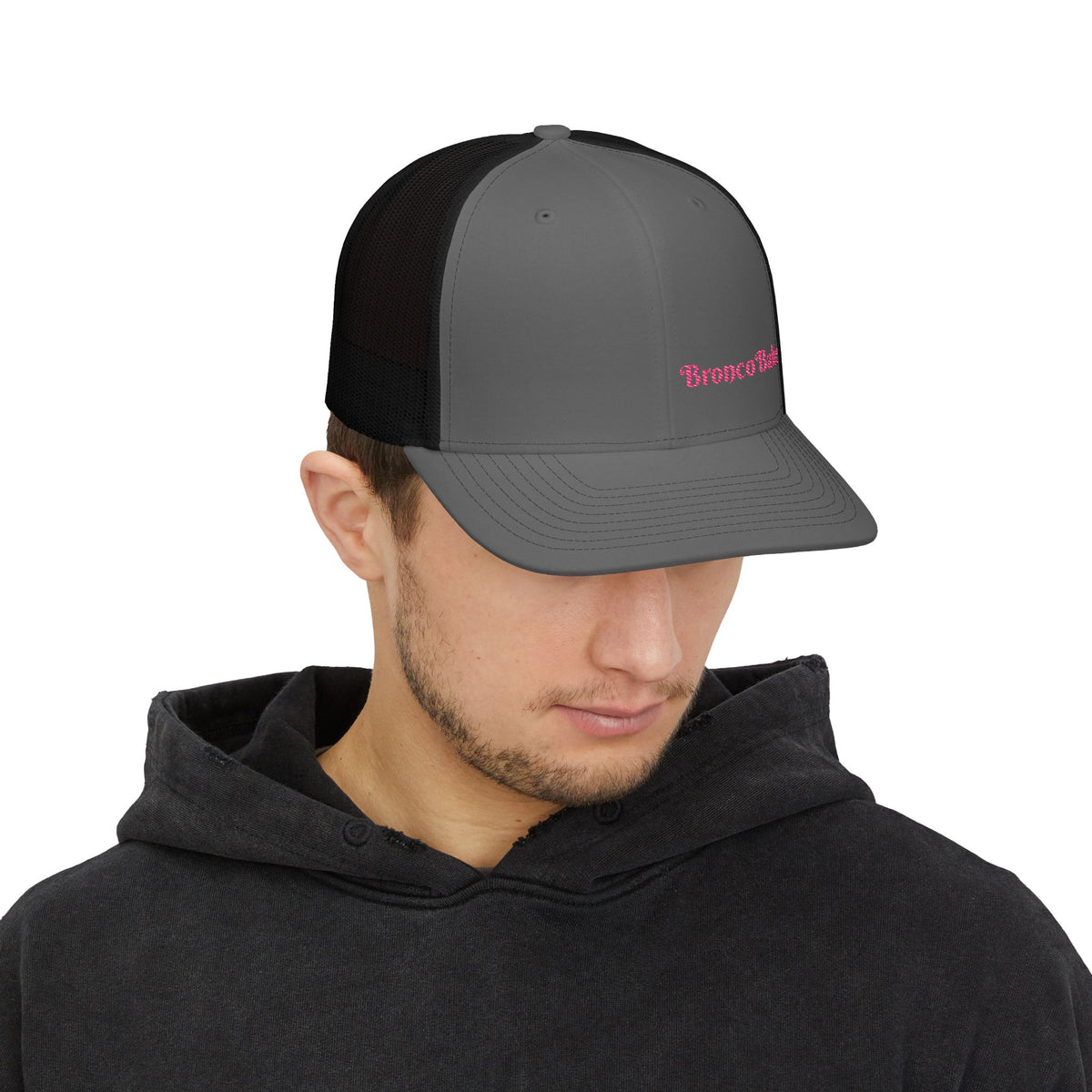 Trucker Cap — "BroncoBabe" Pink Embroidered Snapback
