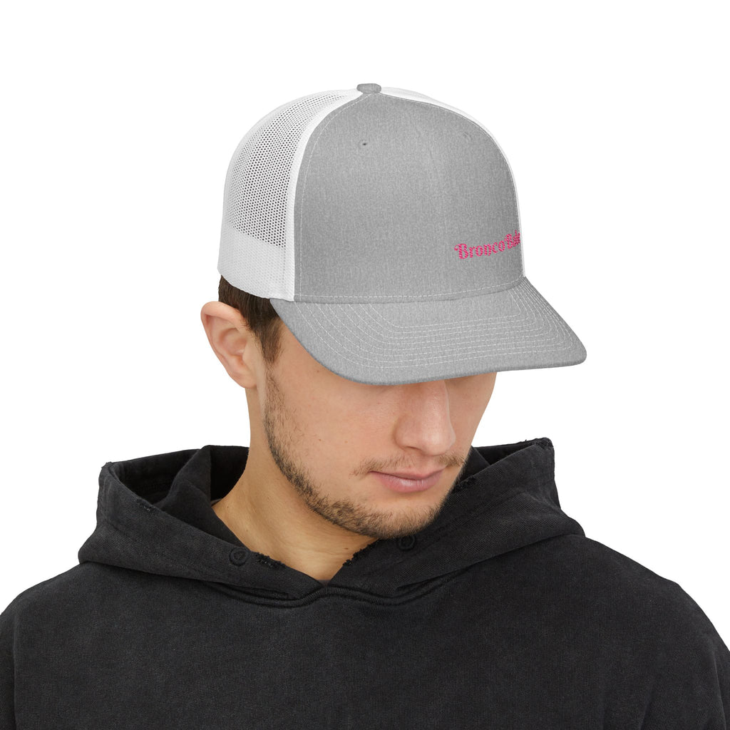 Trucker Cap — "BroncoBabe" Pink Embroidered Snapback