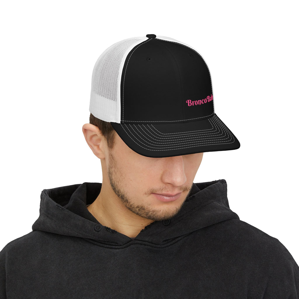 Trucker Cap — "BroncoBabe" Pink Embroidered Snapback