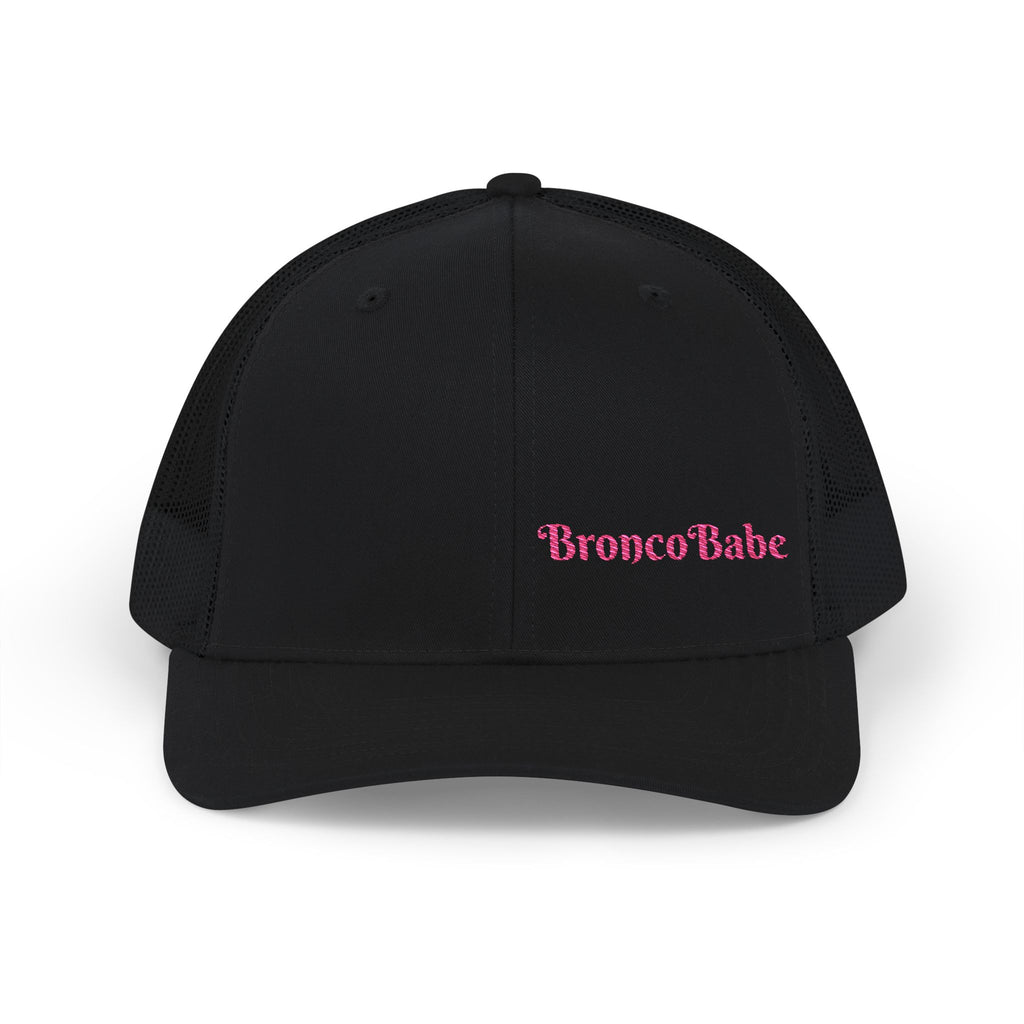 Trucker Cap — "BroncoBabe" Pink Embroidered Snapback