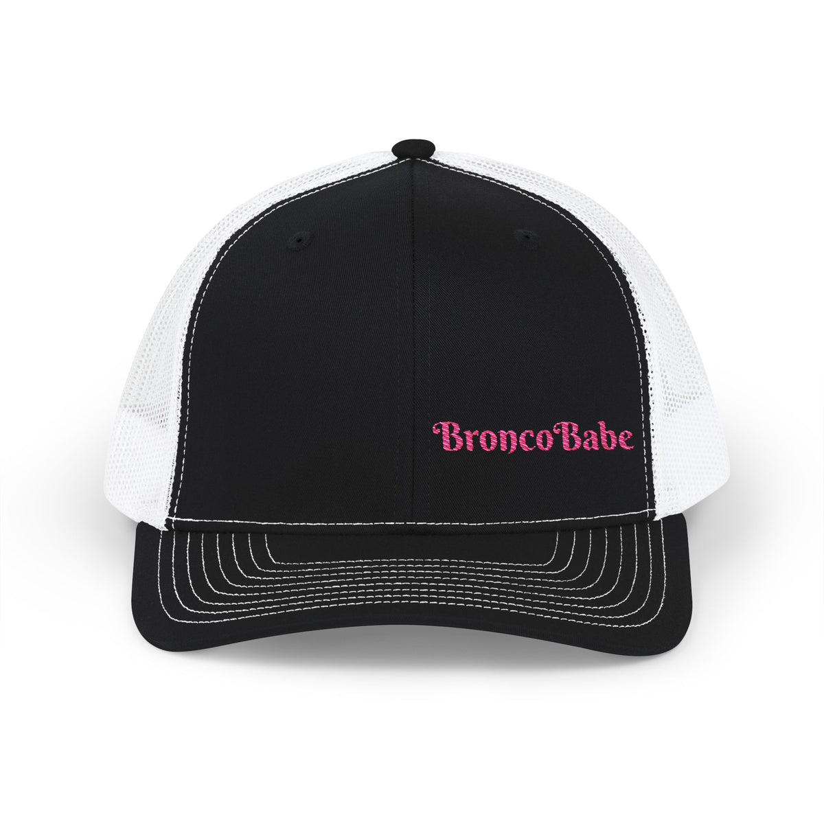 Trucker Cap — "BroncoBabe" Pink Embroidered Snapback